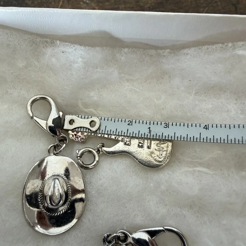 Western Charm Lot Cowboy Boot Hat‎ Guitar Silver Tone Charms Lobster Clasp